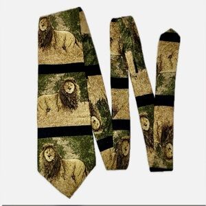 Vintage silk tie, Simba by Simon Combes, lions, Endangered Species Collection